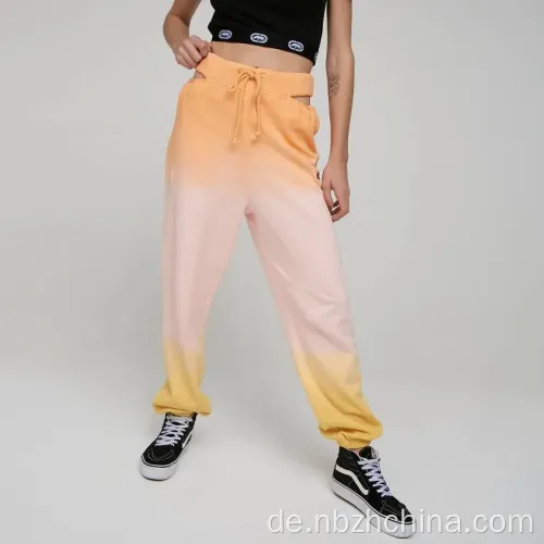 Frauen Sport Dip Dye Jogger Pullover Hosen